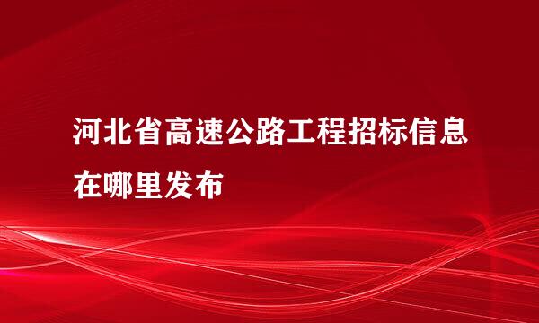 河北省高速公路工程招标信息在哪里发布