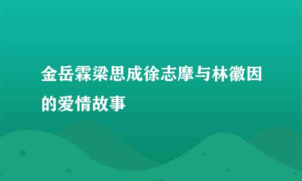 金岳霖梁思成徐志摩与林徽因的爱情故事