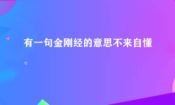 有一句金刚经的意思不来自懂。