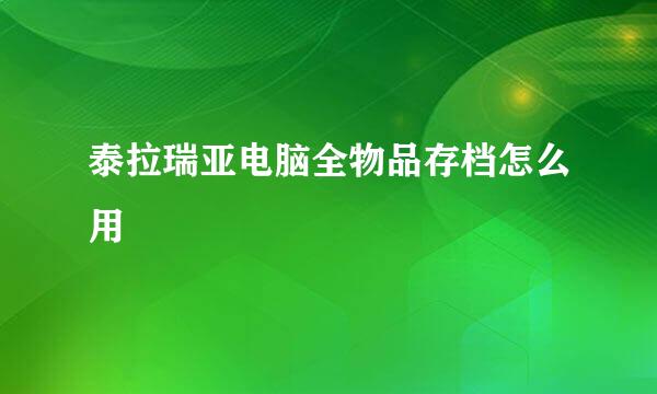 泰拉瑞亚电脑全物品存档怎么用