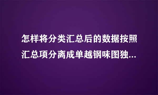 怎样将分类汇总后的数据按照汇总项分离成单越钢味图独的excel表。比如:将以景将准钢冲调束罗农手下三个单位分离出来，成单独的excel表