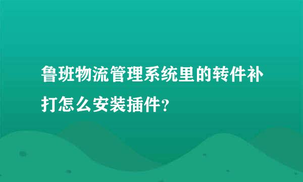 鲁班物流管理系统里的转件补打怎么安装插件？