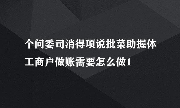 个问委司消得项说批菜助握体工商户做账需要怎么做1