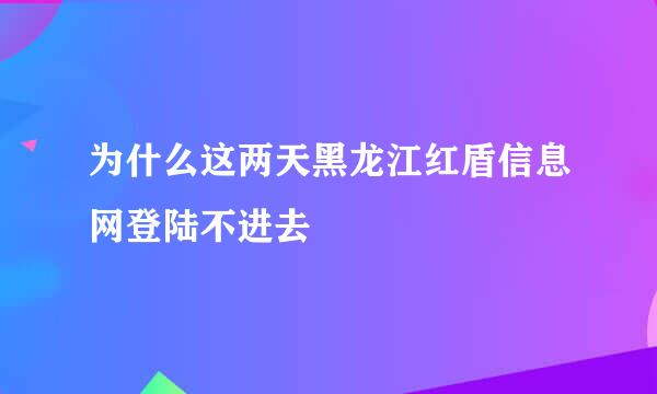 为什么这两天黑龙江红盾信息网登陆不进去