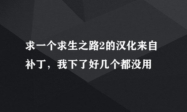 求一个求生之路2的汉化来自补丁，我下了好几个都没用