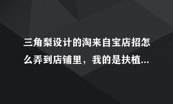 三角梨设计的淘来自宝店招怎么弄到店铺里，我的是扶植版的，求详细的说明方法，谢谢。