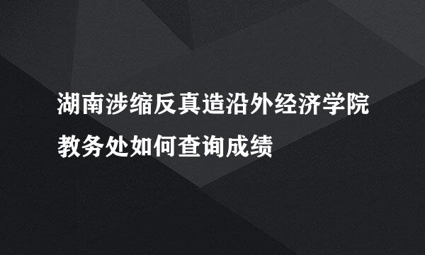 湖南涉缩反真造沿外经济学院教务处如何查询成绩