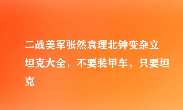 二战美军张然袁理北钟变杂立坦克大全，不要装甲车，只要坦克