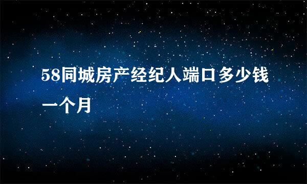 58同城房产经纪人端口多少钱一个月