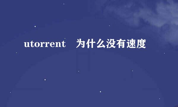 utorrent 为什么没有速度