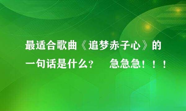 最适合歌曲《追梦赤子心》的一句话是什么？ 急急急！！！