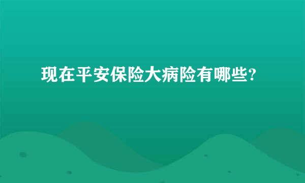 现在平安保险大病险有哪些?