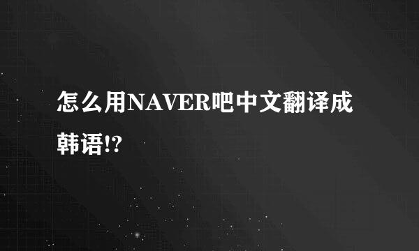 怎么用NAVER吧中文翻译成韩语!?