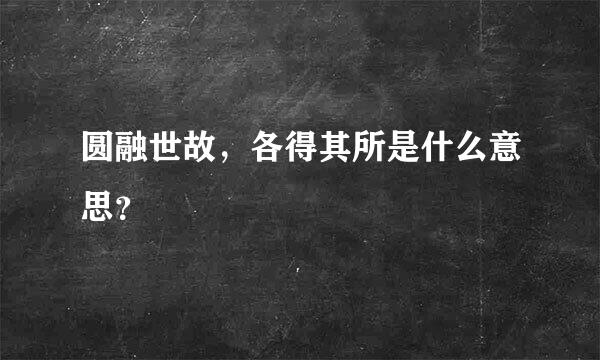 圆融世故，各得其所是什么意思？