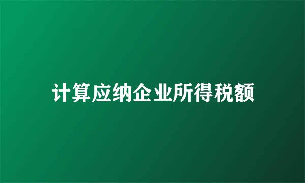 计算应纳企业所得税额