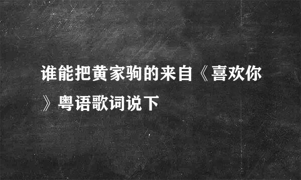 谁能把黄家驹的来自《喜欢你》粤语歌词说下