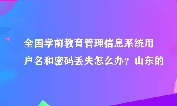 全国学前教育管理信息系统用户名和密码丢失怎么办？山东的