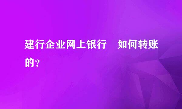 建行企业网上银行 如何转账的？