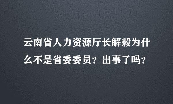 云南省人力资源厅长解毅为什么不是省委委员？出事了吗？