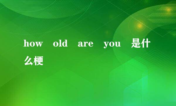 how old are you 是什么梗