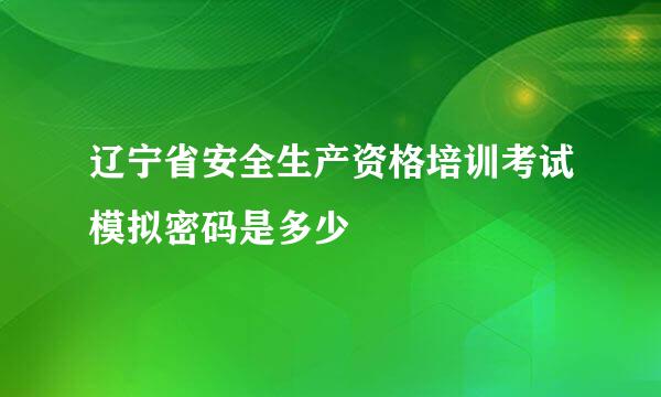 辽宁省安全生产资格培训考试模拟密码是多少