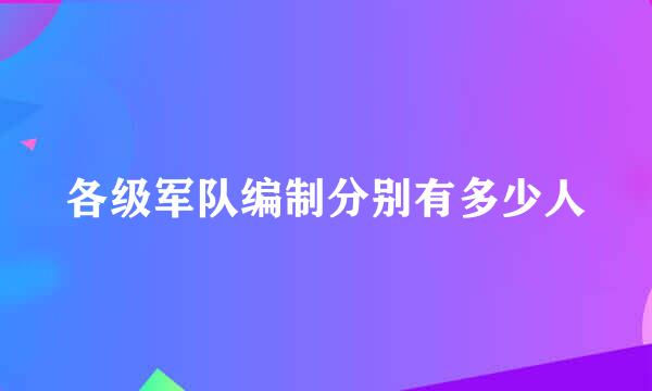 各级军队编制分别有多少人