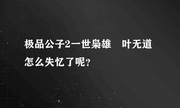 极品公子2一世枭雄 叶无道怎么失忆了呢？