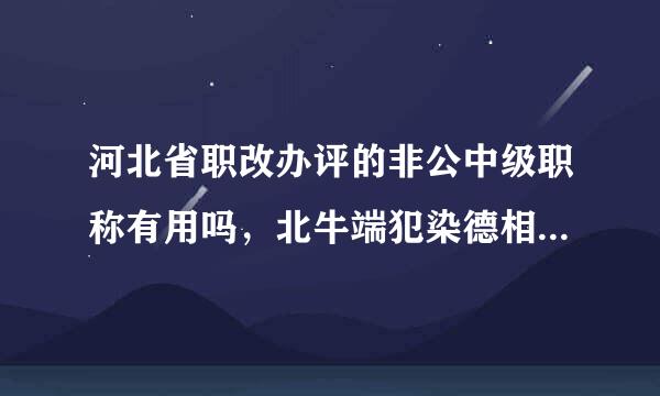 河北省职改办评的非公中级职称有用吗，北牛端犯染德相斗垂情紧国家承认吗？