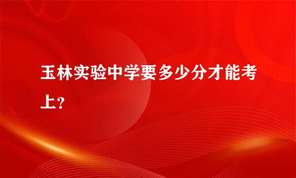 玉林实验中学要多少分才能考上？