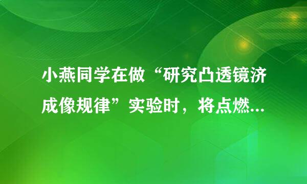 小燕同学在做“研究凸透镜济成像规律”实验时，将点燃的蜡烛、凸透镜、光屏调节到如图所示的位置，光屏中心