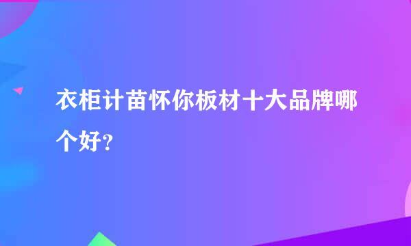 衣柜计苗怀你板材十大品牌哪个好？