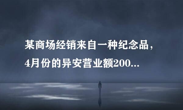 某商场经销来自一种纪念品，4月份的异安营业额2000元，5月时打360问答九折，结果销售量增加20件，营业额增加700元。