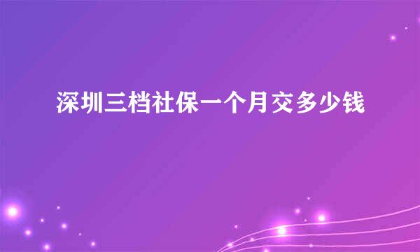 深圳三档社保一个月交多少钱