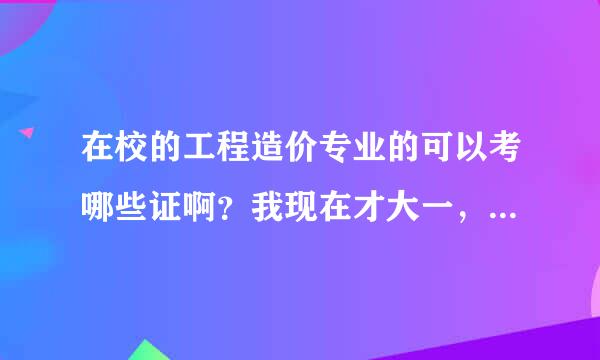 在校的工程造价专业的可以考哪些证啊？我现在才大一，马上就读大二了，湖北的考造价员需要等工作一年后才可以考吗？我是工程造价专业的学生。