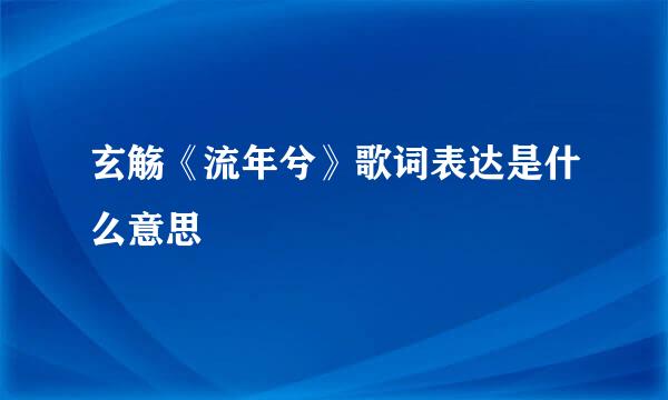 玄觞《流年兮》歌词表达是什么意思