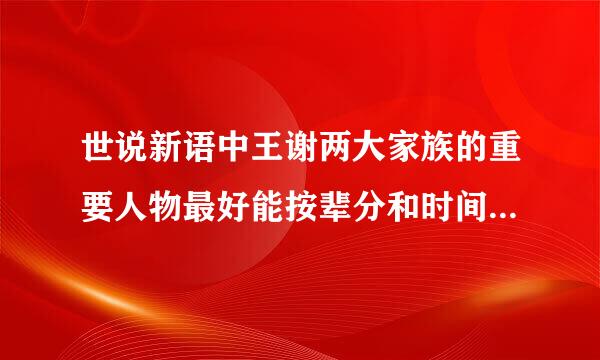 世说新语中王谢两大家族的重要人物最好能按辈分和时间先后顺序列出