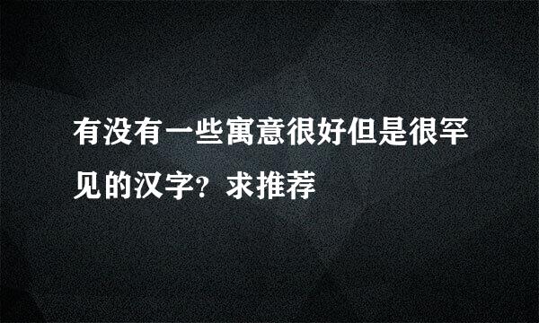 有没有一些寓意很好但是很罕见的汉字？求推荐