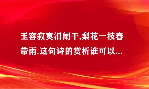 玉容寂寞泪阑干,梨花一枝春带雨.这句诗的赏析谁可以帮我啊!