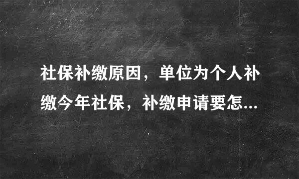 社保补缴原因，单位为个人补缴今年社保，补缴申请要怎么写？急！