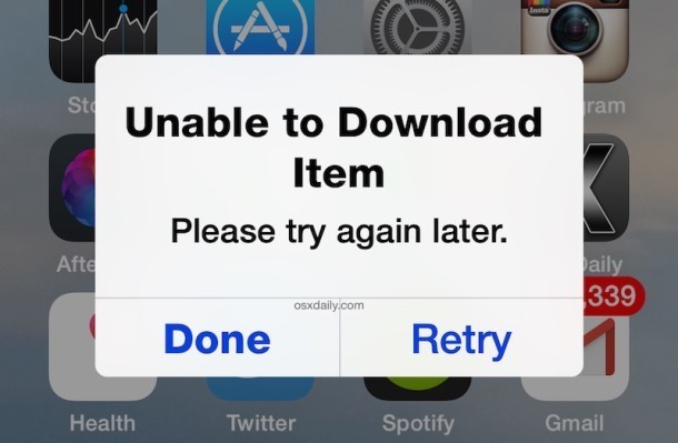 苹果unable to download app什么意思