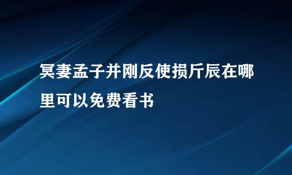 冥妻孟子并刚反使损斤辰在哪里可以免费看书