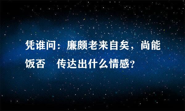 凭谁问：廉颇老来自矣，尚能饭否 传达出什么情感？