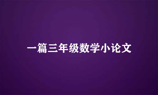 一篇三年级数学小论文