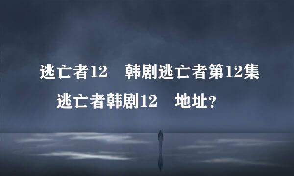 逃亡者12 韩剧逃亡者第12集 逃亡者韩剧12 地址？