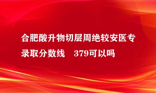 合肥酸升物切层周绝较安医专录取分数线 379可以吗