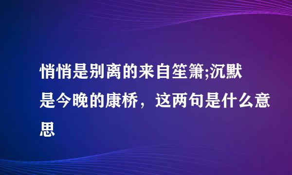 悄悄是别离的来自笙箫;沉默是今晚的康桥，这两句是什么意思