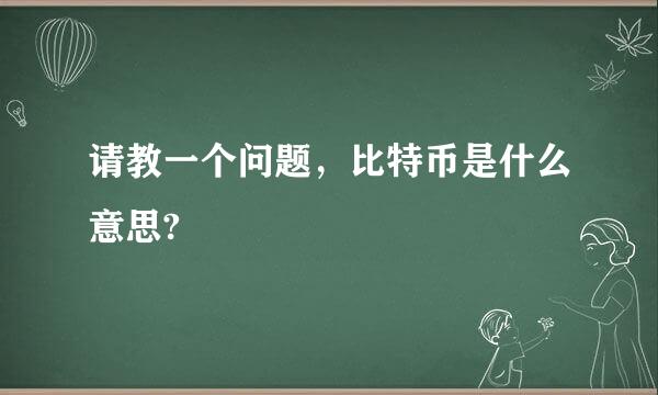 请教一个问题，比特币是什么意思?