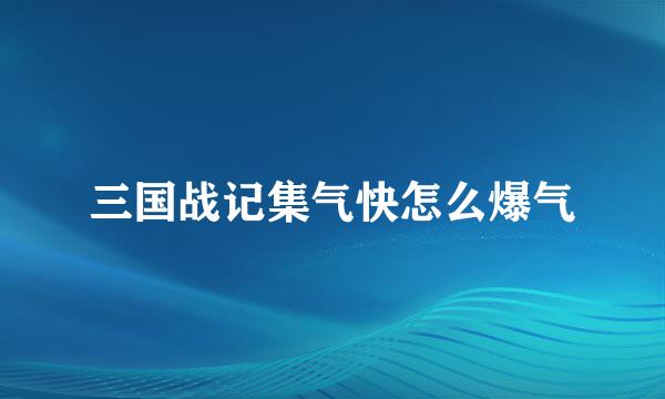 三国战记集气快怎么爆气