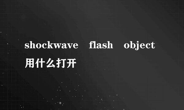 shockwave flash object用什么打开