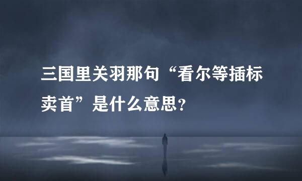 三国里关羽那句“看尔等插标卖首”是什么意思？